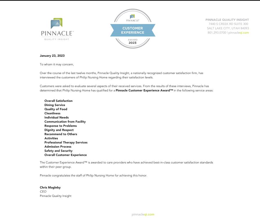 Scotchman Living Center ranked as top nursing home! Philip Health